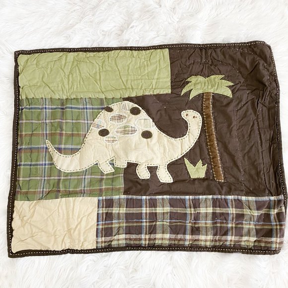 Pottery Barn Kids Madras Dinosaur Checkered Quilted Standard Sham NEW Palm - Picture 2 of 4